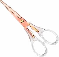 Vista 20 de Tijeras doradas, hoja de acero inoxidable con mango acrílico, tijeras multiuso para oficina, escuela, hogar, tijeras de tela, tijeras, 6.3 pulgadas