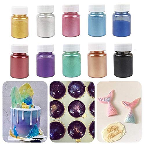 Edible Luster Dust - Baking decoration powder & Dust Food-Grade Luster Dust Gold Powder for Cake Fondant - Chocolate Decoration Flash Glitter Powder Baking Color Dust 10PCS - Thumbnail 2