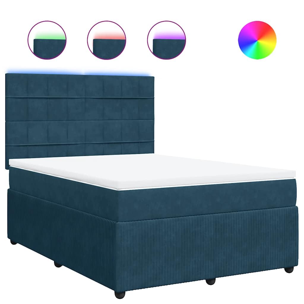 Velours Doux Ressorts ensachés Lit sommier Bleu 140x190 cm