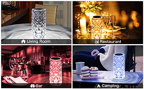 Zxazx Crystal Lamp Rose Touch Control With 16 Colors Changing, Rgb Night Light Lamp With Remote Control, Romantic Led Rose Diamond Table Lamps, For Bedroom, Living Room, Party, Dinner Decor #TOP3