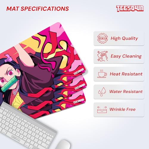 Image of Demon Slayer Nezuko Chan Anime Large Extended Mouse Pad for Laptop Desktop PC Gaming Desk Mat Rubber Base Desk Pad