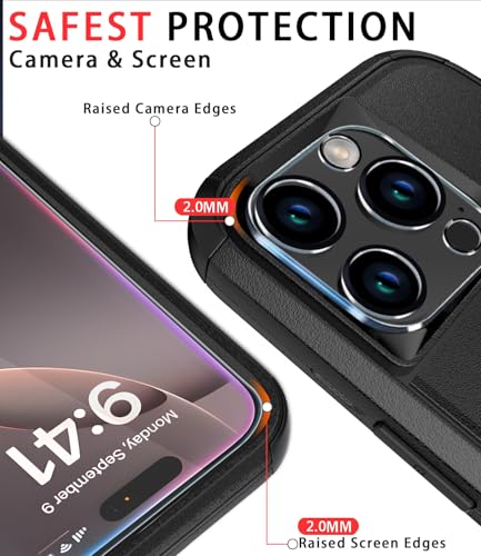 Image of Diverbox for iPhone 16 Pro Max Case [Compatible with MagSafe][Shockproof] [Dropproof][Tempered Glass Screen Protector + Camera Protectors] Heavy Duty Protection for iPhone 16 Pro Max (Magnetic Black)