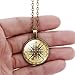 JIAYIQI Unisex Retro Style Shipping Compass Glass Time Gem Pendant Long Bronze Chain Collar Necklace