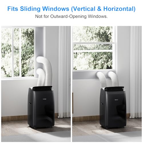 Dual Hose Portable Air Conditioner, [2025 Upgraded] Full DC Inverter Compressor, Energy-Saving 13.6 CEER, Low Noise (45dB), Cools Room up to 500 Sq.Ft., Backlit Remote Control, 14,000BTU, Black