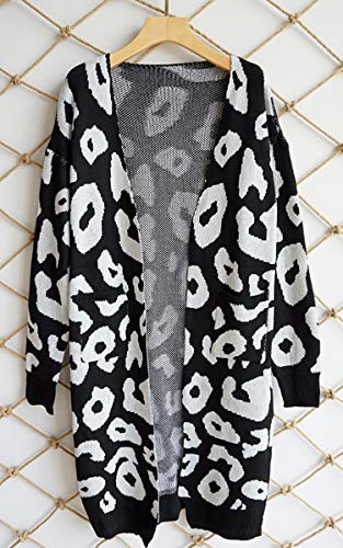 image for Angashion Women's Cardigan Long Sleeves Leopard Print Knitting Sweater