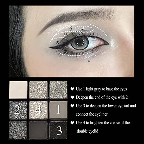 Smokey Eyeshadow Palette,9-Color Halloween Black Smokey Eyeshadow Palette,Matte Shimmer Black Dark Gray Smokey Eyeshadow Palette Gothic Palette Waterproo,Good for Halloween - Image 4
