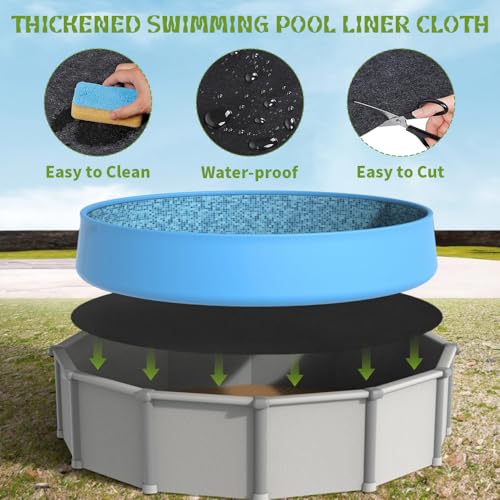 BIZOI Poolmatten Schutzboden Rund, Matte Pool Bodenplane Faltbarer, Runde Poolmatte, Poolunterlage rutschfeste Unterlage für Aufstellpools, wasserdichte Pool Bodenplane, Pool Unterlage Outdoor