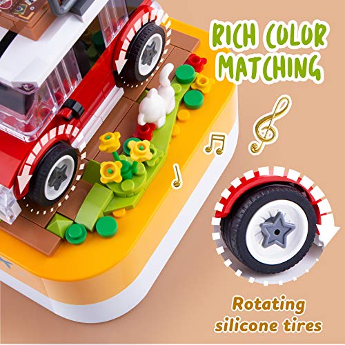 LIGHTDESIRE Music Boxes Building Blocks for Kids, Colorful Musical Rotating Car Wheels, Preschool Learning Toy Age 4-8 and up, Birthday Desktop Decoration Gifts for Girls Boys - Thumbnail 4