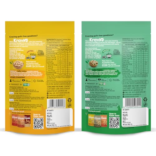 Image of Kravio Premium Roasted Salted Cashew & Pistachio Nuts (2 X 200g) | Zero Cholesterol Natural Whole Kaju & Inshell California Pista Nuts & Dry Fruits | Rich in Protein, Crunchy Delicious Healthy Snacks