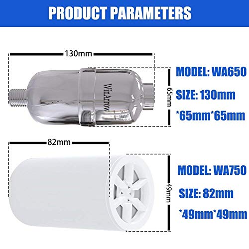 Shower Filter, High Output Universal Replaceable Water Purifier Powerful Remove Chlorine Heavy Metal Let Your Hair and Skin Healthier Teflon Tape (Filter-L)