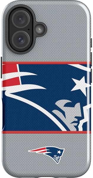Skinit Impact Phone Case Compatible with iPhone 16 Plus - Officially Licensed NFL New England Patriots Black & White Design