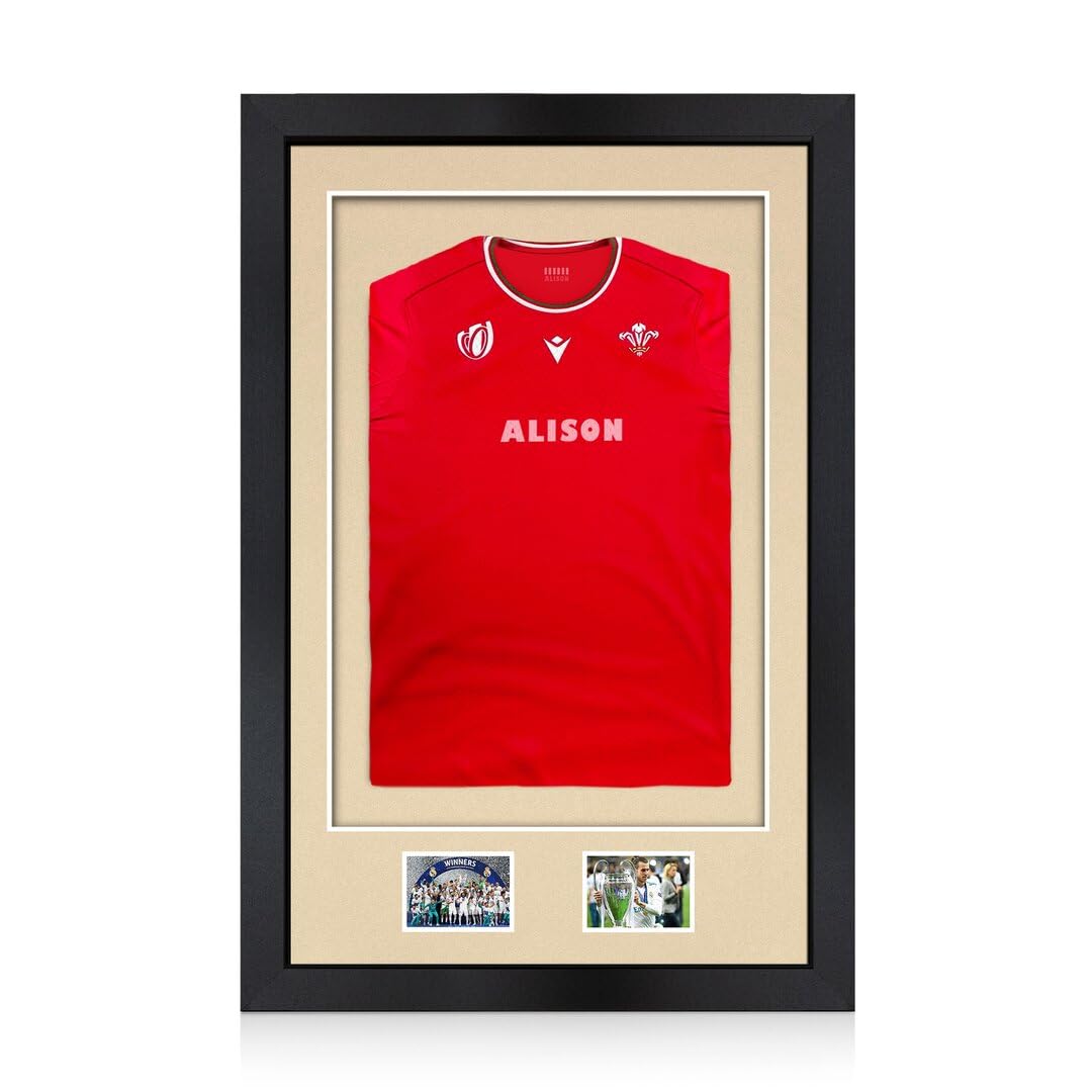 Alison Kingsgate 90×60CM Football Shirt Frame - Deep 3D Box Frame Sports Shirt Display with Ivory Mount 58×40CM Shirt Window + Two 5×3.5” Photo Openings - DIY Kit with Perspex Front - Matte Black — image 1