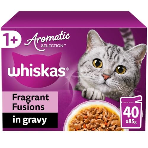 Whiskas 1+ Mixed Adult Wet Cat Food Pouches Aromatic Fusion in Gravy 120 x 85g
