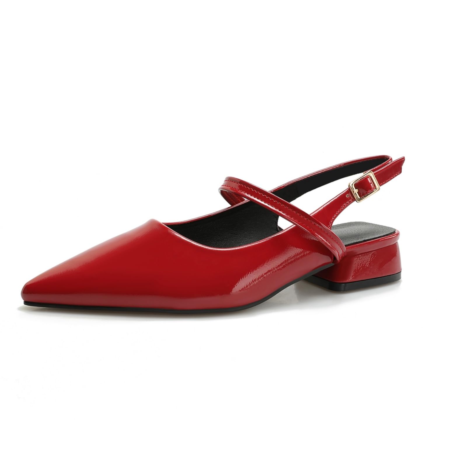 Donna 1 inch Sexy Punta a Croce Slingback Punta Chiusa Tacchi a Blocco Bassi per Donne Backless Abito Sera Partito Pompe Scarpe Brevetto Pelle