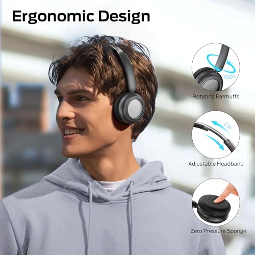 Image of Oraolo N-Tune MINI 01 Wireless On-Ear Headphones, Bluetooth 6.0 Wireless Audio Gear, 50-Hour Continuous Playback, Ergonomic & Lightweight Construction, Hands-Free Telephony (Black)