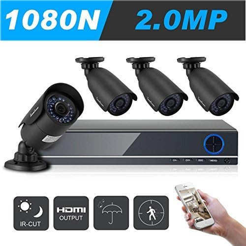 IHOMEGUARD 1080N Security Camera System with 4PCS HD 1920TVL 2.0MP Outdoor CCTV Weatherproof Cameras with 4 Channel AHD DVR Video Surveillance Kit no Hard Drive