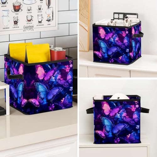 Cube de rangement papillon violet pliable pour gagner de la place - 8