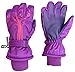N'Ice Caps Girls Thinsulate and Waterproof Winter Gloves with Flower Tattoo Print (4-5yrs, Neon Purple/Pink)