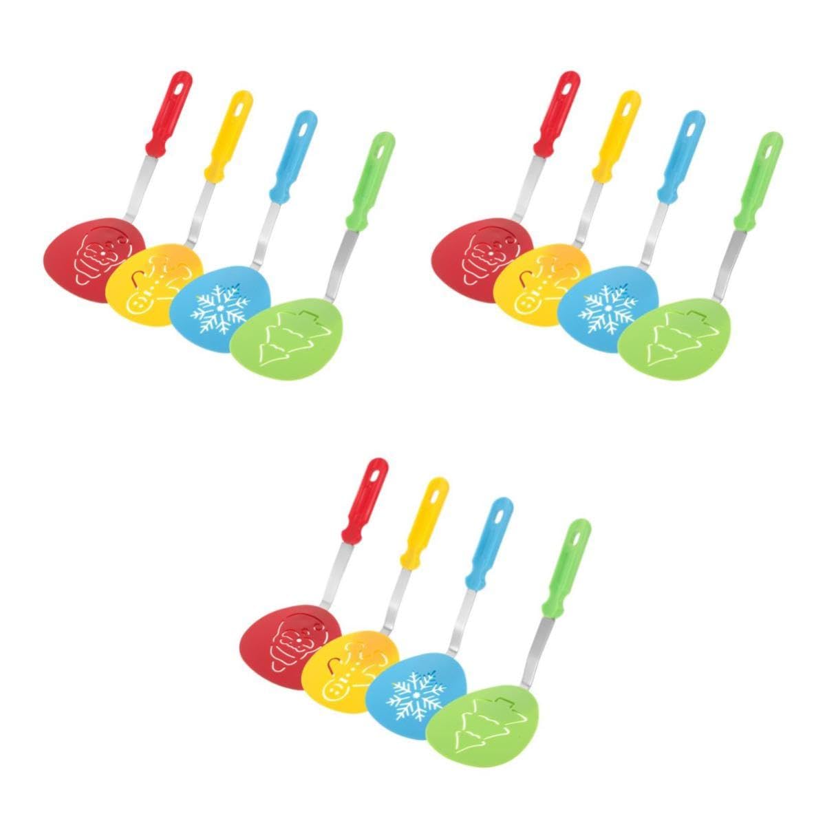 SHINEOFI 12 Pièces Spatule de Noël en Silicone et Acier Inoxydable,