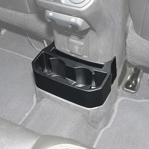SQQP Rear Cup Holder Fit for 2018-2025 Jeep Wrangler JL JLU & Gladiator JT, Rear Seat Storage Box Tray Organizer Floor Console Mounted Drink Holder - Thumbnail 7