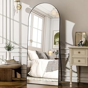 57″ x 21″ Arched Full Length Mirror – Wall Mounted Floor Mirror- Aluminum Alloy Frame Full Body Mirror for Bathroom Living Room Bedroom and Entryway Black