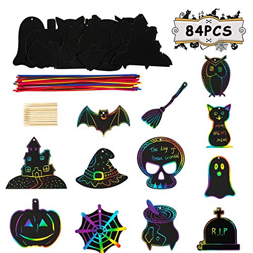 Manualidades Infantiles Papel, Magic Papel Scratch, notas para rascar, Rascar Creativas Papel, 36 hojas Magic Papel Scratch y 36 cintas, 12 bolígrafos de bambú, Manualidades, aulas y bricolaje