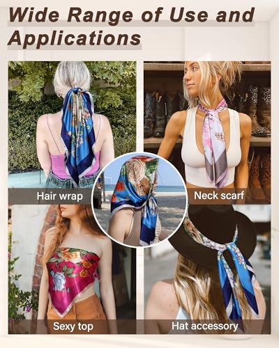 CHLINS 4 PCS Head Scarf for Women Satin Hair Scarf Large Silk Feeling Scarf Neck Scarves for Hair Wrapping 35 Inches3