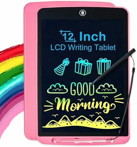 Tvara 12 Inch LCD Writing Tablet with Stylus Pen (No Color Choice), Colorful Screen Magic Slate Doodle Drawing Board Pad Scribbler Educational Learning Tool Gifts Kids - Random Color