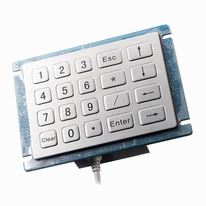 Teclado numérico de metal USB de acero inoxidable resistente, quiosco industrial resistente al agua IP65 de 20 teclas, D-8210(Matrix Interface,Layout 3)
