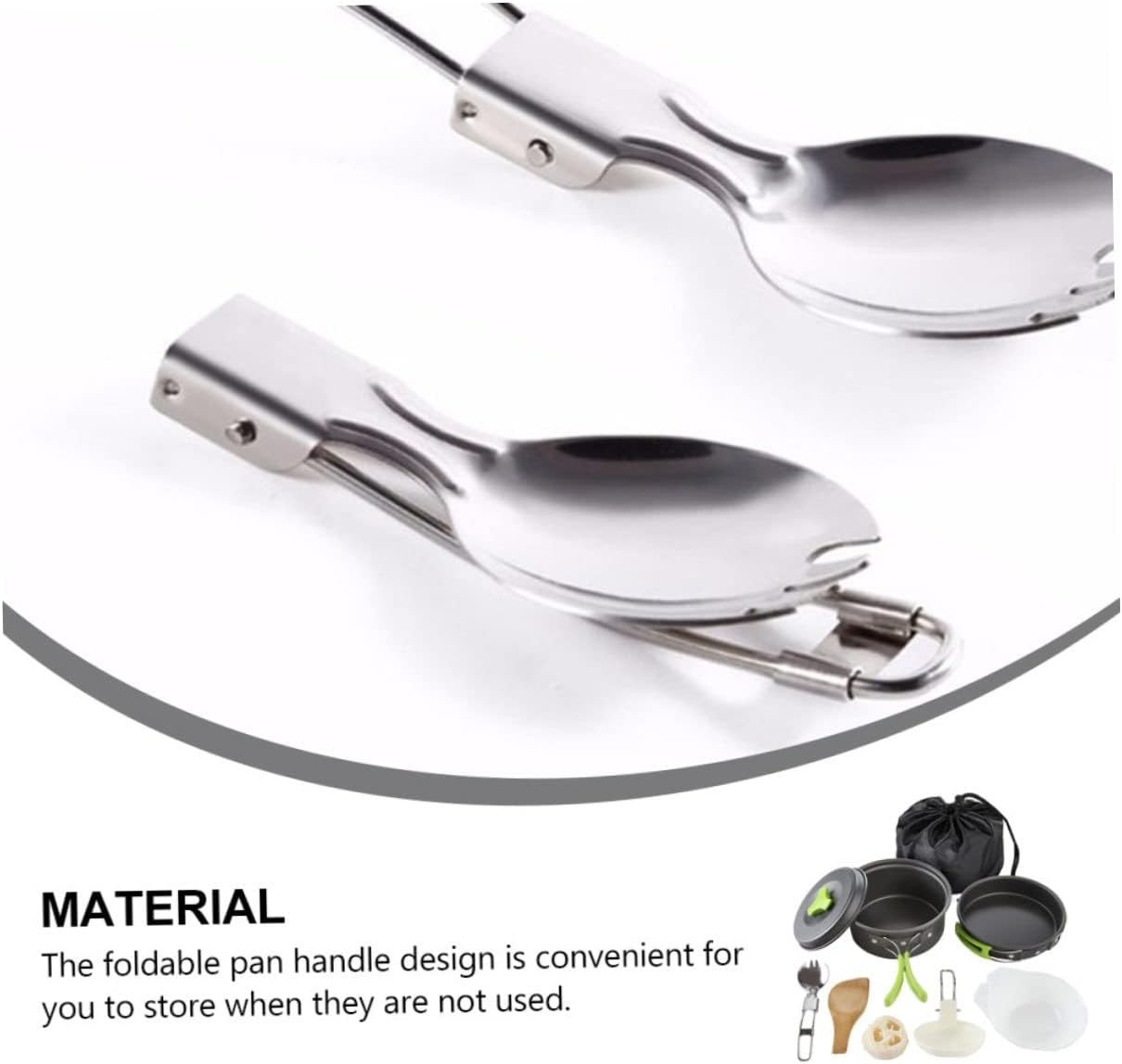 1set Portable Camping Cookware Outdoor Handles for Hiking Backpacking and Picnics Lightweight Oxide Design for Easy Cleaning and Storage