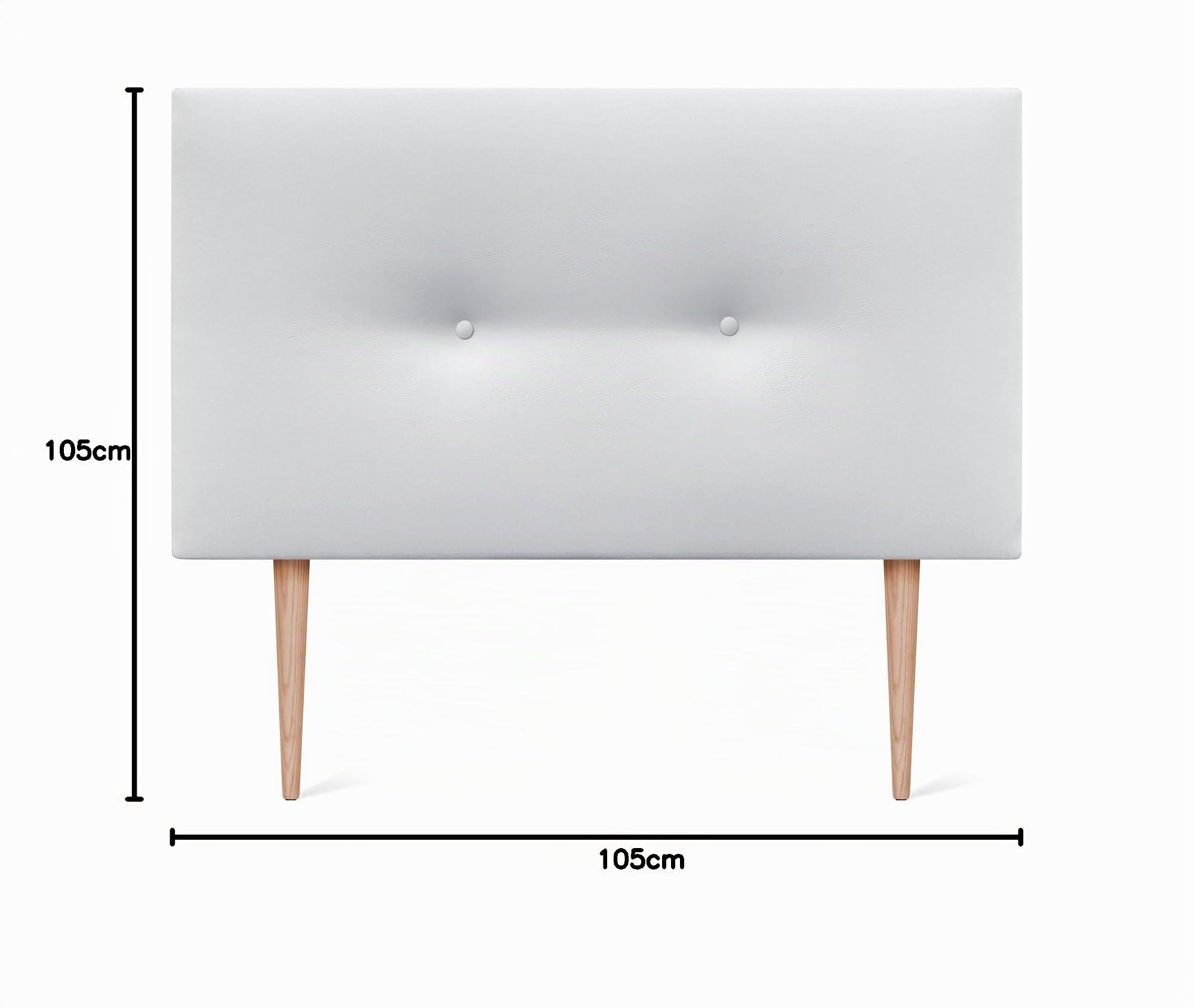 DHOME Cabecero de Polipiel o Tela Acualine Liso con Botones con Patas Tapizado de Alta Gama Cabezal Lujo Cama Dormitorio (Polipiel Blanco, 105x105cm (Camas 80/90/105))
