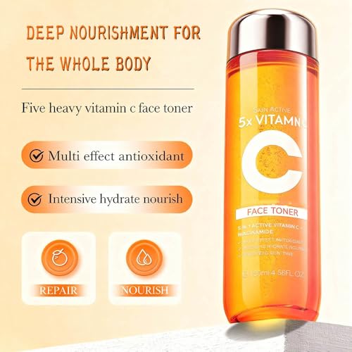 Generic 5X Vitamin C Toner, Hyaluronic Acid Facial, Suitable for Face, Arms, and Legs, Natural Ingredients, Powerfully Moisturizing, Face for Sensitive Skin (Face Vitamin C Toner for Women Anti Aging)