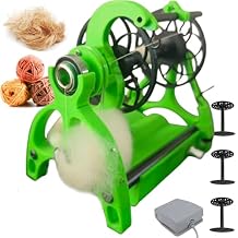 Professional Electric Spinning Wheel - 800RPM Auto Yarn Winder with Foot Switch&3 Spools,Stepless Speed for Dog Hair/Wool/Cat Fur Crafting,120g Capacity,Forward And Reverse Switching ,Green