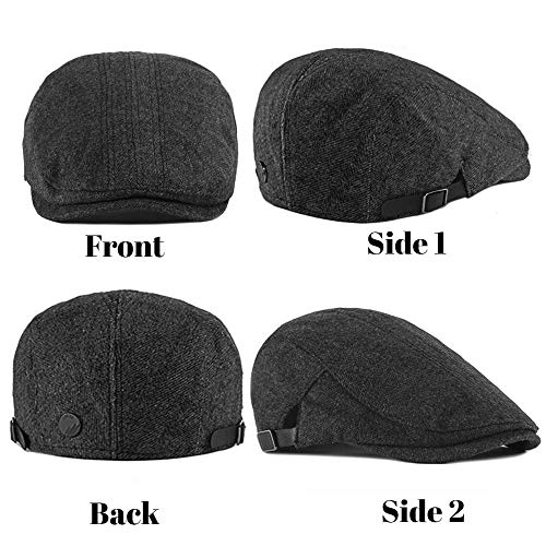 Soultopxin Mens Warm Hat Cotton Flat Cap Ivy Gatsby Newsboy Hunting Adjustable Hat (Black) #TOP1