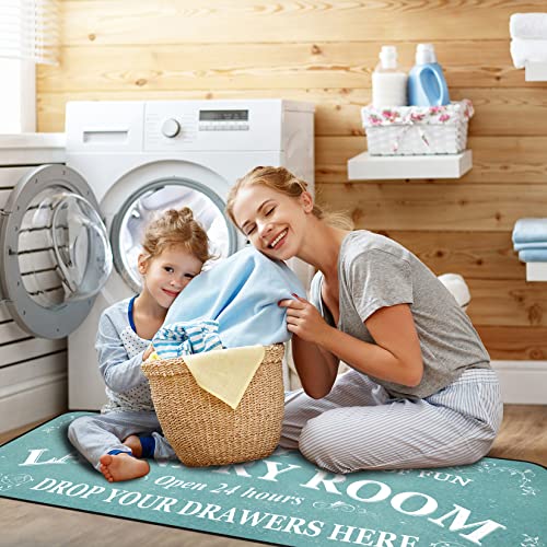 Romamigo Laundry Room Rug Runner Non Slip Laundry Mats Mudroom Laundromat Runner Farmhouse Kitchen Floor Mat Bathroom Laundry Room Decor Accessories(20 X 47 Inch, Teal) #TOP6