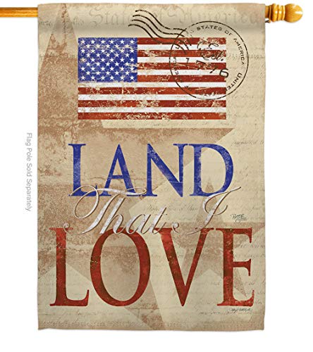 Breeze Decor H111054-BO Land That I Love Americana Patriotic Decorative Vertical, House Flag 28"x 40", Multi-Color