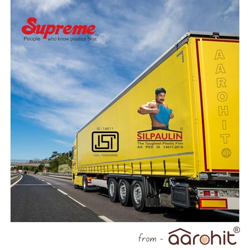 Image of Silpaulin Tarpaulin (15Ft X 18Ft) 120 GSM from 100% Waterproof UV Resistant Cross Laminated Multi Layer Tarpaulin Tirpal Reinforced Eyelets, Swiss Technology, Yellow, (15Ft X 18Ft)