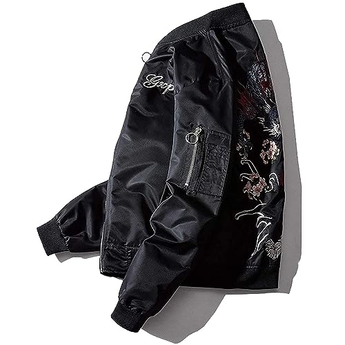 XYXIONGMAO Japanese Dragon Tiger Hip Hop Clothing Men'S Bomber Jacket Oversized Street Windbreaker Flying Streetwear