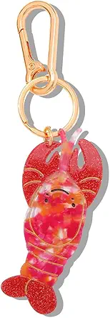 Seahorse Bag Charm & Keychain - Acetate Seahorse with Gold-Tone Metal Ring & Lobster Clasp
