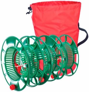Green Plastic Christmas Light Reels with Red Storage Bag - 3 Count
