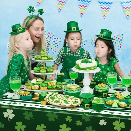 Image of OHOME St Patricks Day Decorations - 2 PCS Shamrock Tablecloth | St Patricks Day Party Favors Supplies Decor Indoor Outdoor - St Patrick's Day Table Runner Covers Backdrop Banner for Home Kitchen