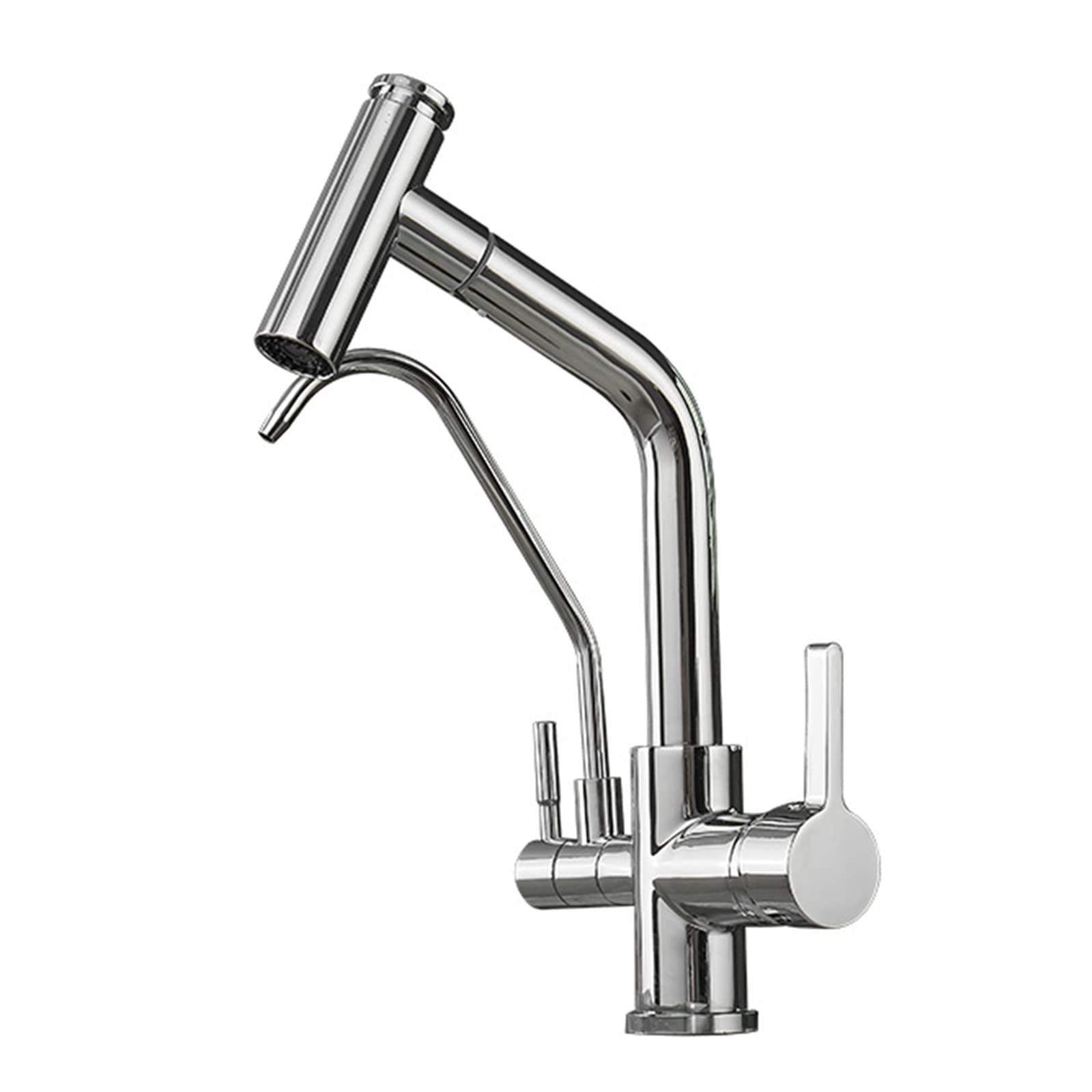 Robinet de cuisine 3 voies en laiton chromé et douchette extractible de luxe
