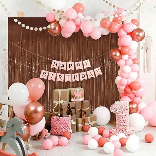 Image of Brown Fringe Curtain Party Streamers 2Pack 3.3 x 8.3 Ft Foil Fringe Backdrop Curtains for Birthday Wedding Bridal Holiday Tinsel Streamers Green Party Decorations Door Streamer