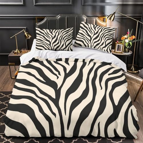 Housse de couette zèbre en microfibre 135x200cm avec fermeture éclair