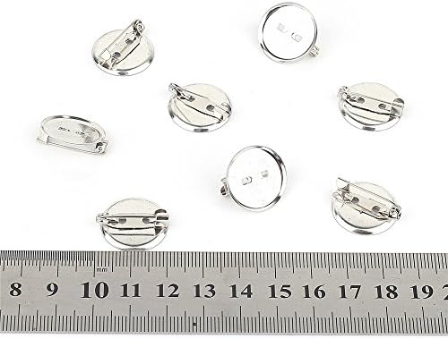 Silver Metal Brooch Round Clasps Pin Disk Findings Supplies Base Plate Craft DIY Pack of 50 (3/4"(20mm))