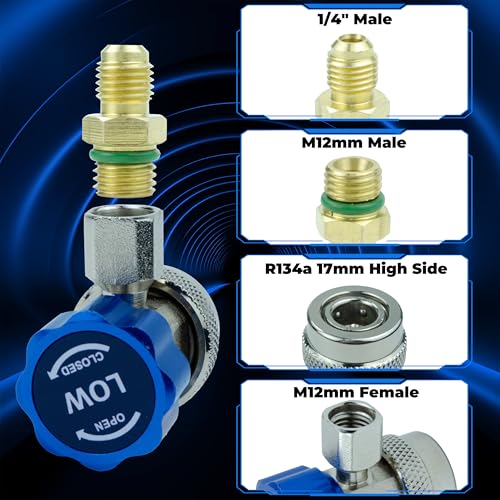 Image of BFXM R134a Quick Coupler Adapter, Car Refrigerant Adapter, High and Low Pressure Fittings for Evacuation and Recharging of R134a Automotive Air Conditioning Systems, 1 /4 inch Flares, Set of 2