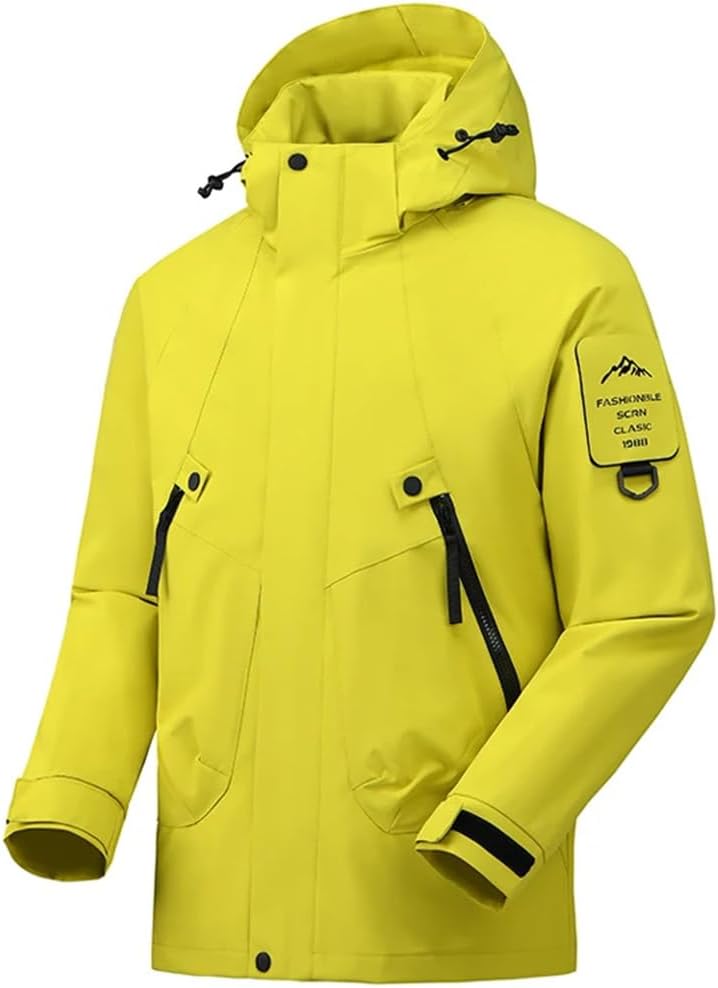 Unisex Waterproof Detachable Hood Lightweight Windproof Coat Breathable Raincoat Hiking Jacket
