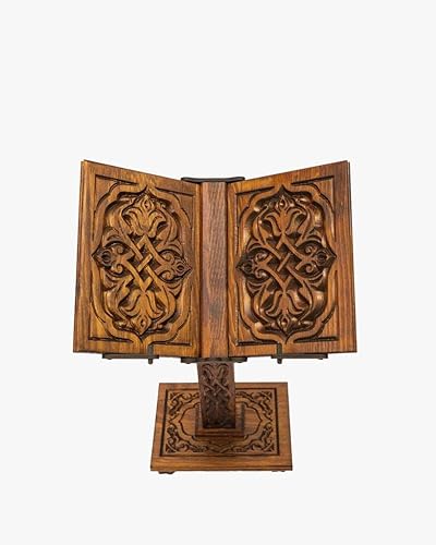 Miniatura 16 de Tubibu Height Adjustable Prayer Quran Holder Stand Ramadan Gift Rihal Rehal Wooden Carved Gift