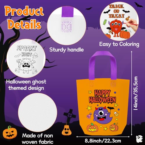 Image of 24Pcs Halloween Monster Coloring Goodies Bags for Kids DIY Party Supplies