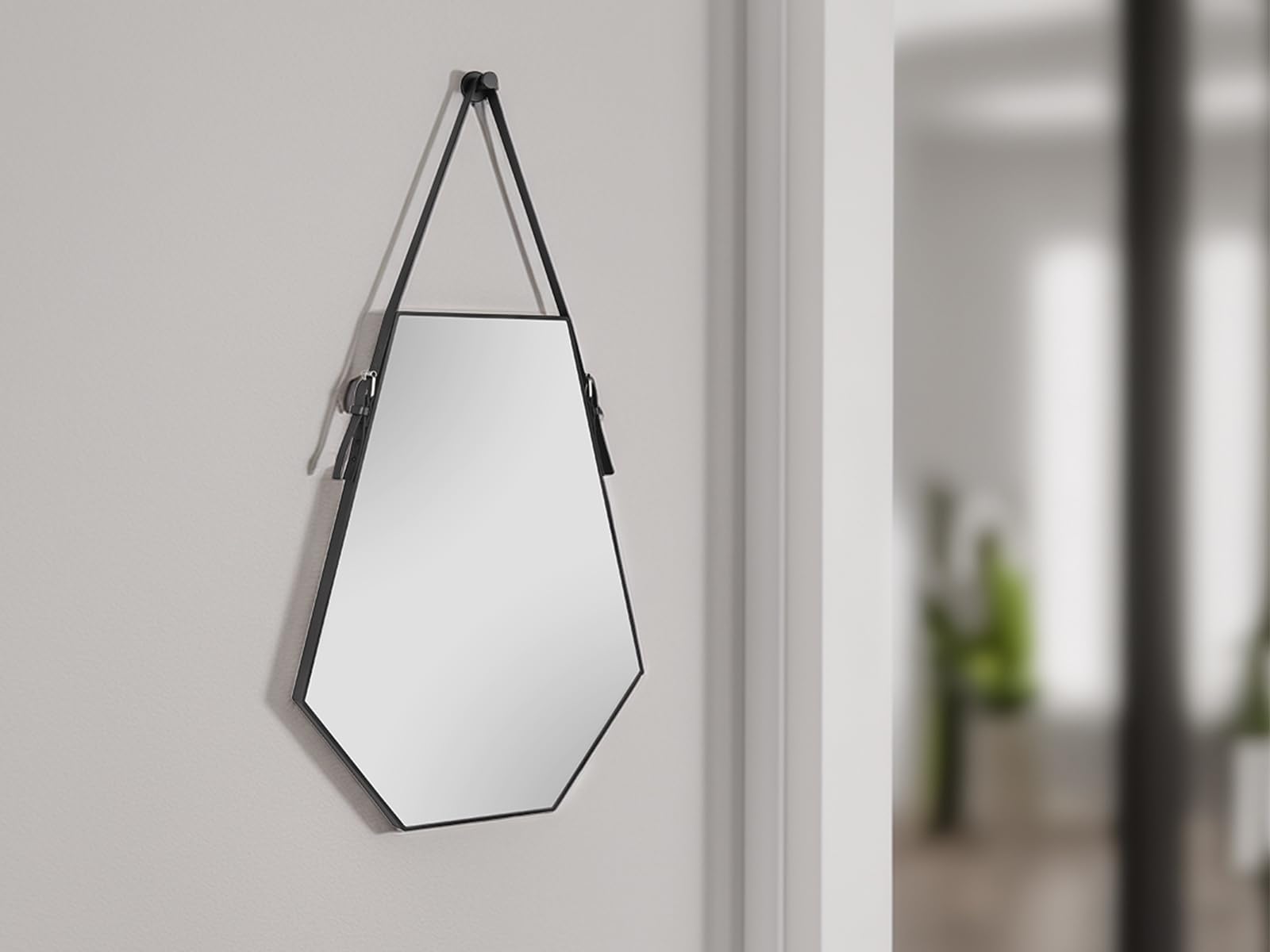 Specchio da parete EMMI con cornice nera da appendere, 48,5 x 66 cm